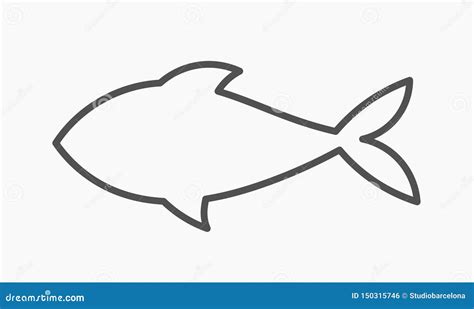 Fish Outline Shape Icon Stock Vector Illustration Of Linear