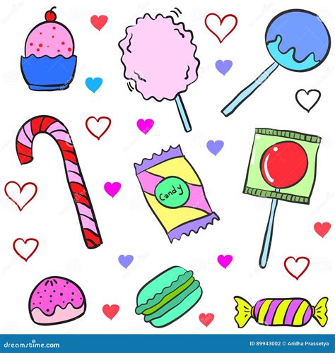 Illustration Vector Candy Various Doodles Stock Vector - Illustration ...