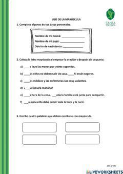 Las May Sculas Interactive Worksheet For Tercero De Primaria