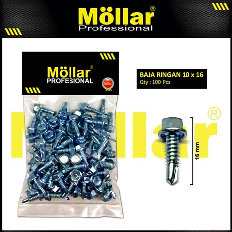 Jual MOLLAR 93 002 Skrup Roofing 10 X 5 8 Baut Sekrup Baja Ringan 100