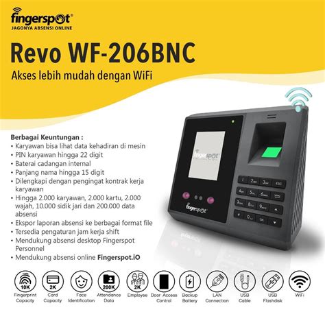 Jual Mesin Absensi Wajah Wifi Fingerspot Revo WF206BNC Shopee Indonesia