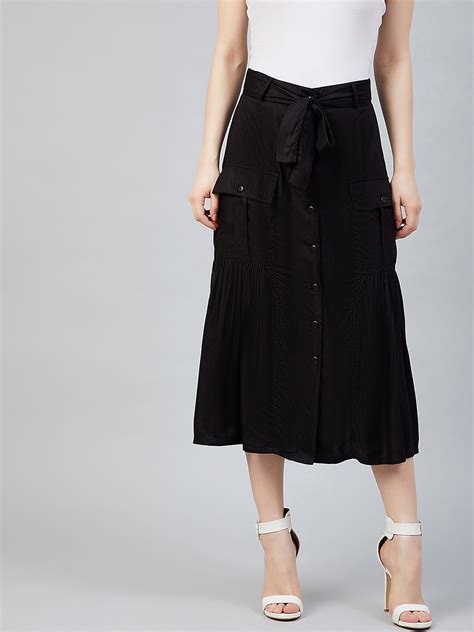 Buy Marie Claire Women Black Solid A Line Midi Skirt Skirts For Women