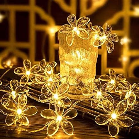 Fielegen Led Ft Artificial Flower Rose Vine String Lights Battery