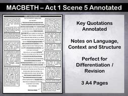 Macbeth Act 1 Scene 5 Annotated | Teaching Resources