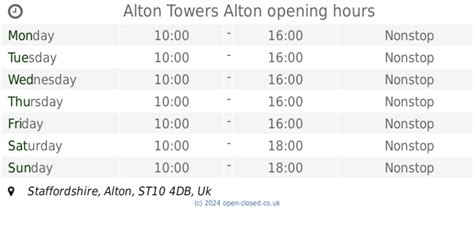 Alton Towers Alton opening times (2019 update)