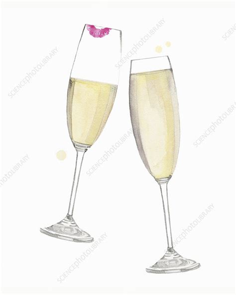 Champagne Glasses Clinking In Toast Illustration Stock Image C040 2627 Science Photo Library