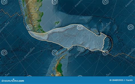 Volcanoes Around the Scotia Plate. Physical Map Stock Illustration ...