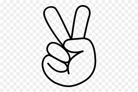 Hand Peace Sign - Peace Sign Clipart Black And White - FlyClipart