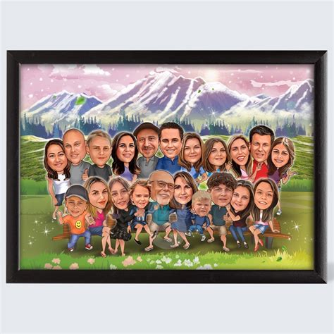 Personalized Family Group Caricature Cartoon Portrait Dad Mom - Etsy