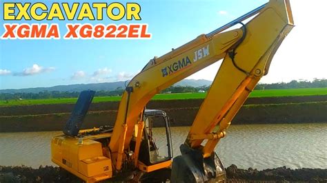 Excavator XGMA XG822EL Working On Embankment Project Awesome Job Beside