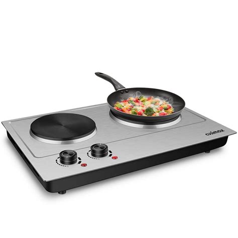 Buy CUSIMAX 1800W Double Hot Plate Stainless Steel Silver Countertop Burner Portable Electric