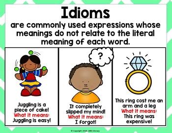 FREE Figurative Language Idioms Anchor Chart and Activity by LMB Literacy