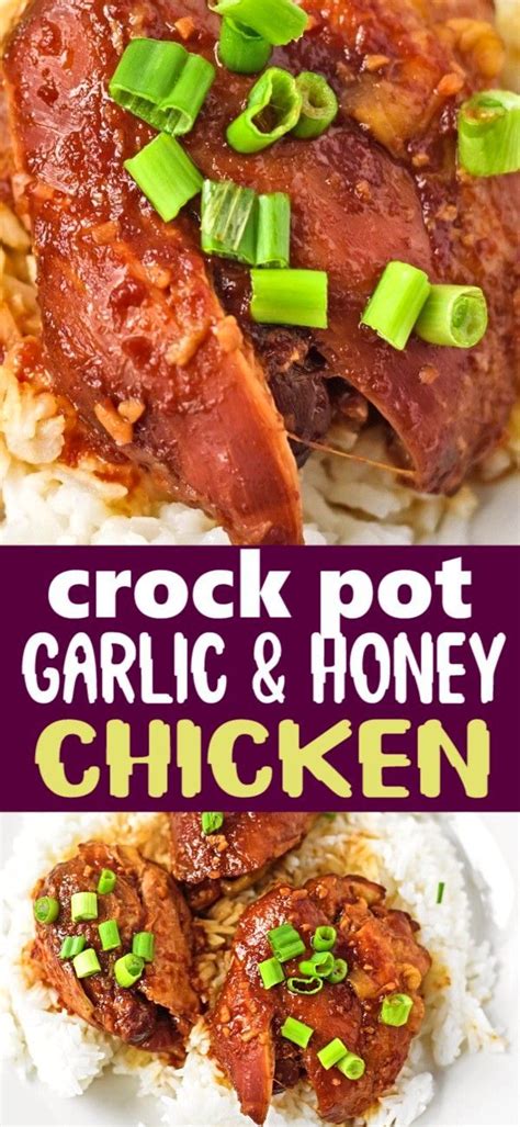 Crock Pot Garlic And Honey Chicken Thighs Honey Chicken Chicken Slow Cooker Recipes Easy