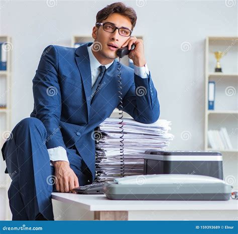 Businessman Making Copies In Copying Machine Stock Image Image Of