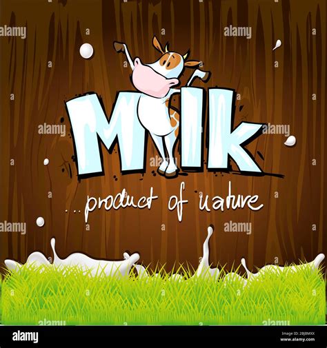 Logotipo De Leche Con Vaca Producto De La Naturaleza Vector Imagen