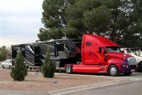 Custom Red And Purple Semi With Rv Trailer Custom Big Rig Custom