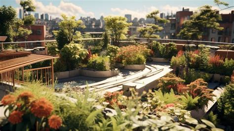 Premium Photo | A photo of a rooftop garden with a variety of plants