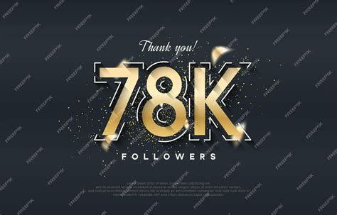 Premium Vector 78k Followers Design With Shiny Gold Color