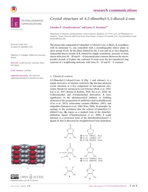 PDF Crystal Structure Of 4 5 Dimethyl 1 3 Dioxol 2 One