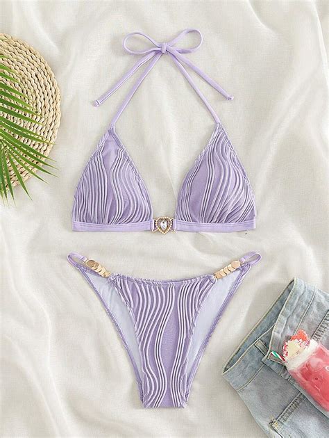 Chain Linked Halter Triangle Bikini Set SHEIN USA