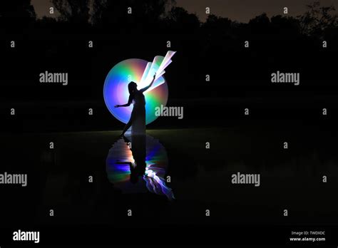 Creative Light Painting With Color And Tube Lighting Stock Photo Alamy