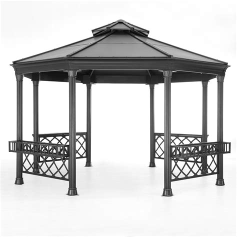 Shop Sunjoy Stockton Black Steelaluminum Octagonal Gazebo Free