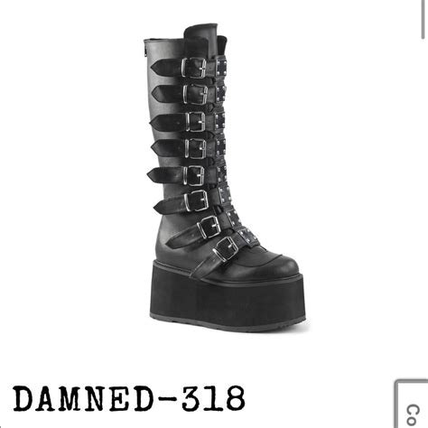 Demonia Damned 318 Knee High Platform Boot Size 7 Gem