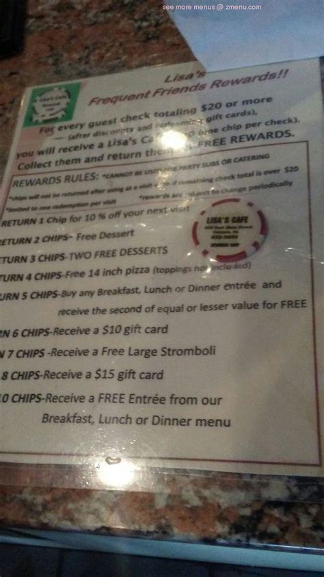 Online Menu of Lisa's Cafe Restaurant, Palmyra, Pennsylvania, 17078 - Zmenu