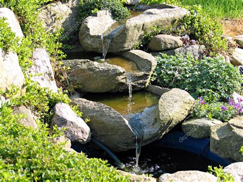 Beautiful home garden waterfall pond ⬇ Stock Photo, Image by ...