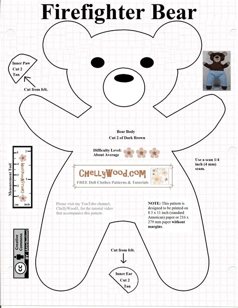 34 Designs Sewing Pattern Teddy Bear Template LucilleBryony