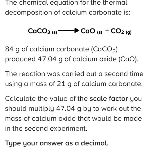 Solved The Chemical Equation For The Thermal Decomposition Of Calcium