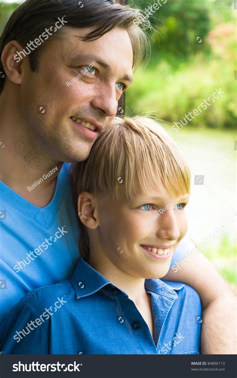 Cute Dad His Son Posing Outdoors Stock Photo 84896113 Shutterstock