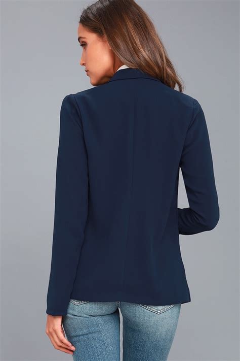 Cute Navy Blue Blazer Office Blazer Tuxedo Blazer