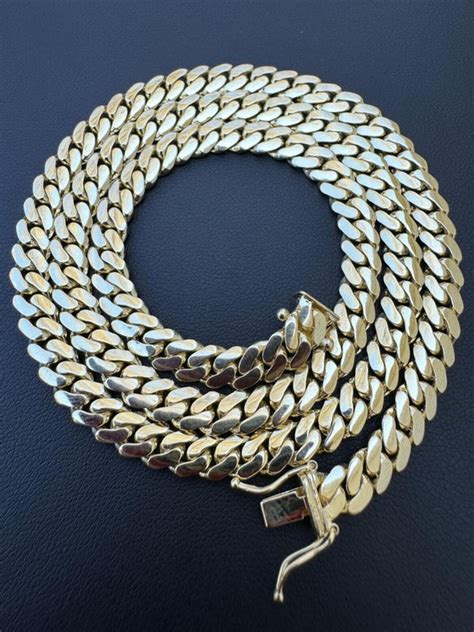 Handmade Tight Link Solid 10k Gold Miami Cuban Link Chain Or Bracelet Necklace