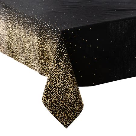 Tafelkleed Tafellaken Zwart Met Gouden Glitter Van Polyester Katoen