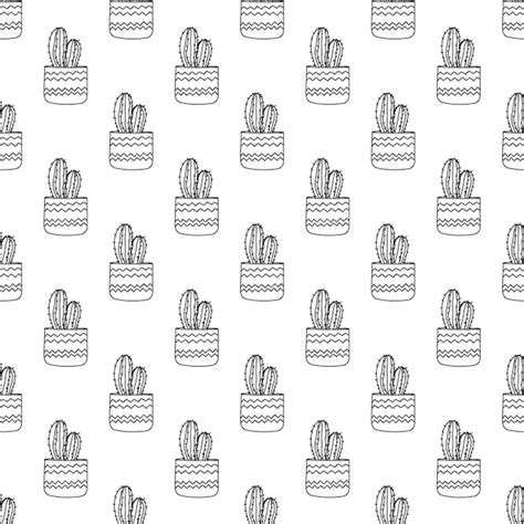 Premium Vector Seamless Pattern Of Hand Drawn Doodle Succulents In