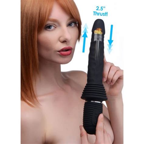 Master Series Vibrating Thrusting Rechargeable Silicone Dildo Black