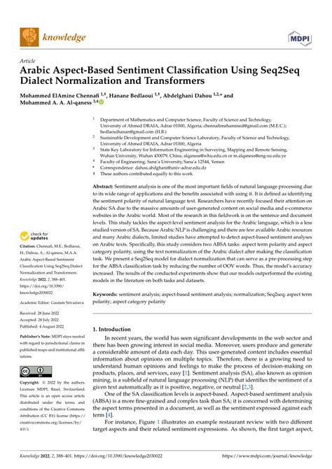 Pdf Arabic Aspect Based Sentiment Classification Using Seq Seq