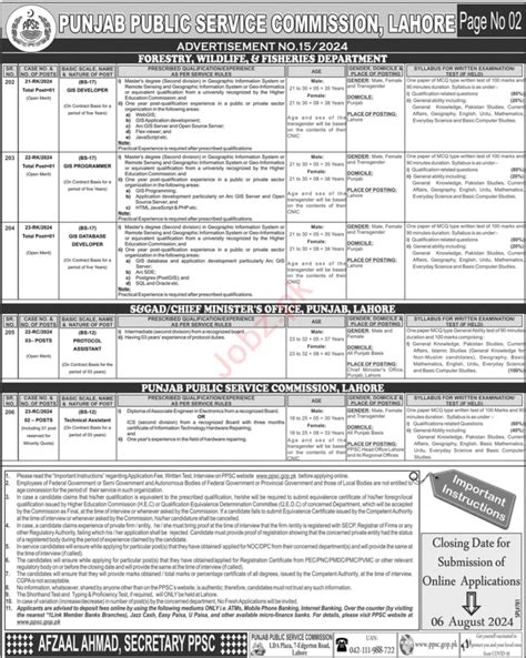 Punjab Public Service Commission Ppsc Jobs Job Advertisement