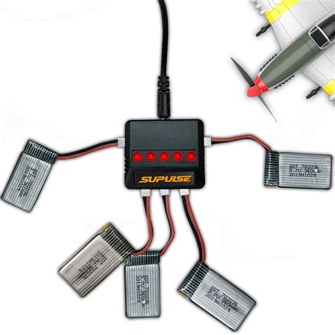 Supulse Lipo Battery Charger Compact 5 In 1 Dc 37v 1s 1 Cell Rc Charger Micro 5 Ports With Led