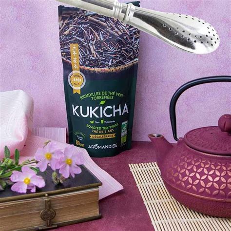 Sachet de thé biologique japonais Kukicha 80 g paille inox avec filtre