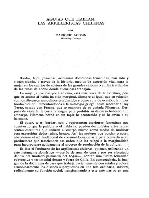Arpilleras Chilenas Pdf Pdf Chile Mujer