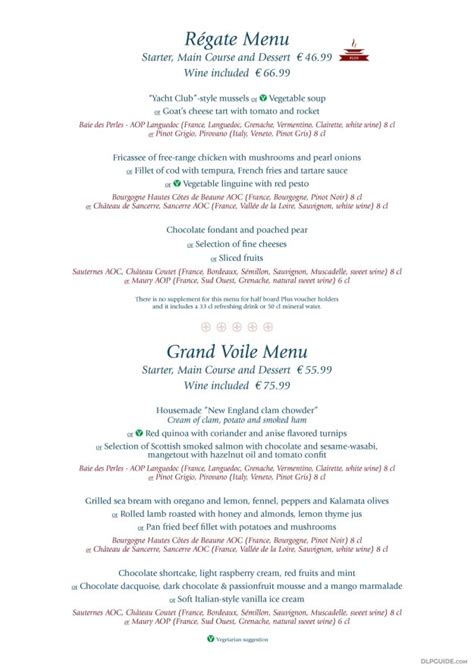 Yacht Club Menu — Dlp Guide • Disneyland Paris Restaurants Dining