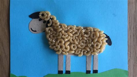 Детская аппликация барашек из макарон - YouTube
