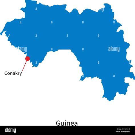 Detailed vector map of Guinea and capital city Conakry Stock Vector ...