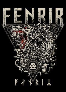 Fenrir Norse Viking Wolf Poster Picture Metal Print Paint By