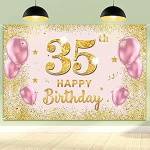 PAKBOOM Happy 35th Birthday Backdrop Banner 35 Birthday Party