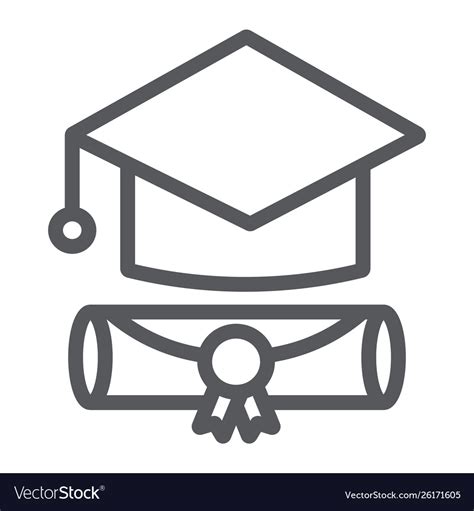 Graduation Cap Line Icon Graduate And Knowledge Vector Image