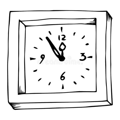 Icono De Reloj Vector De Un Reloj De Pared Reloj Dibujado A Mano Stock