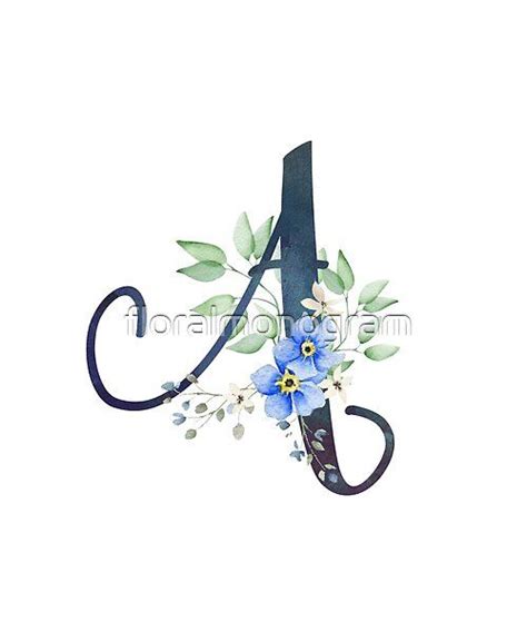 Monogram N Wild Blue Flowers Par Floralmonogram Redbubble Blue